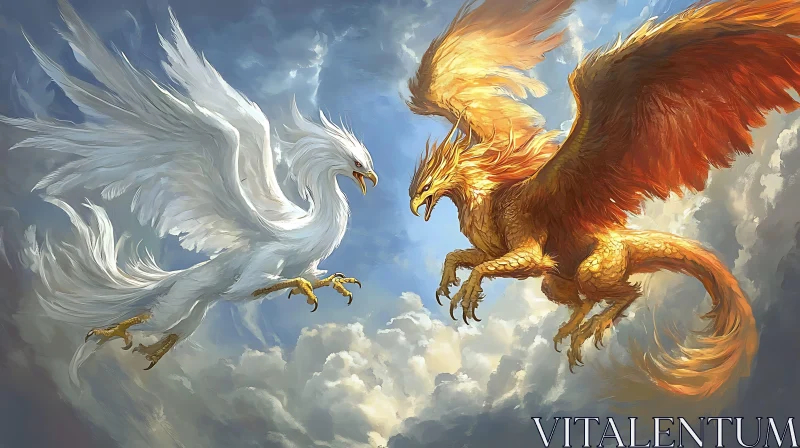 AI ART Celestial Phoenix Confrontation