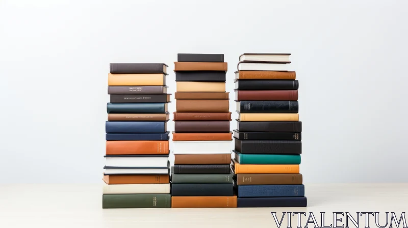 Captivating Stack of Books on a Minimalist Table | Artistic Composition AI Image