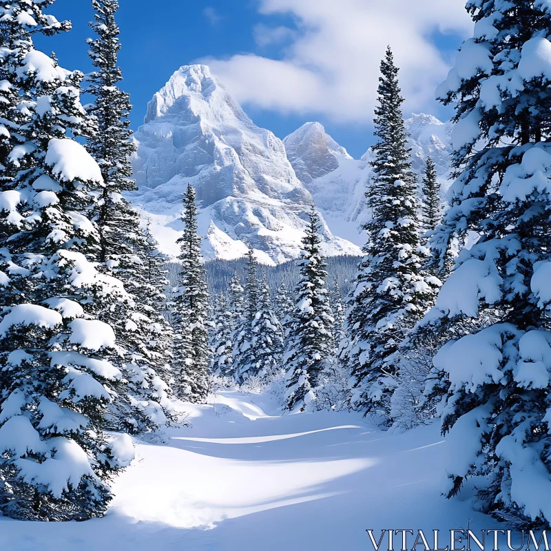 AI ART Winter Wonderland Landscape with Mountains