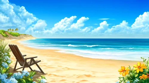 Seaside Relaxation Scene with Chair