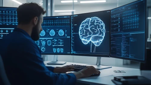 Brain Scan Analysis on Computer Monitors