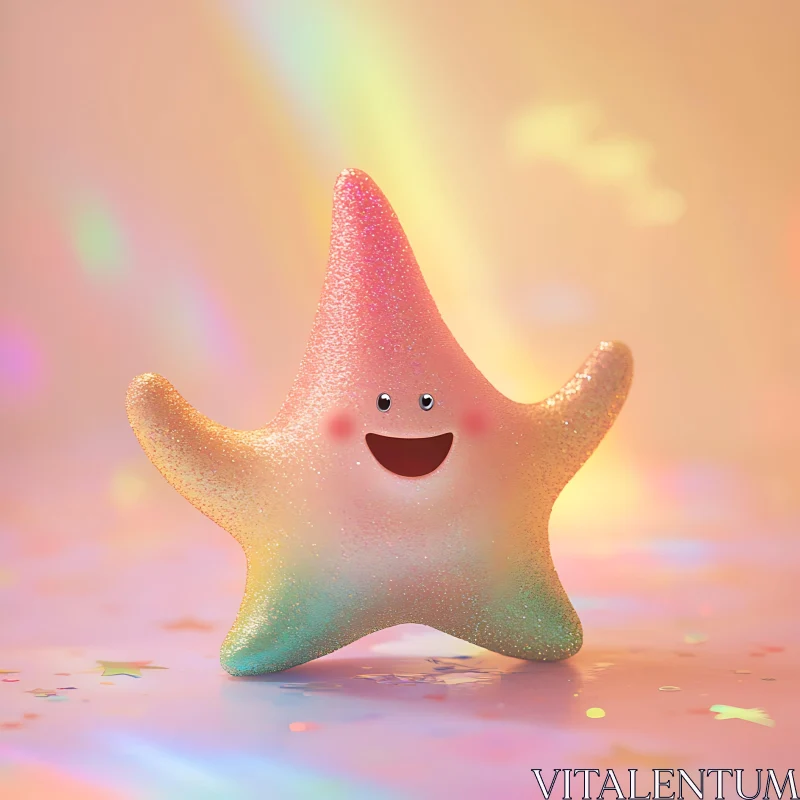 Sparkling Pastel Starfish with Bright Smile AI Image