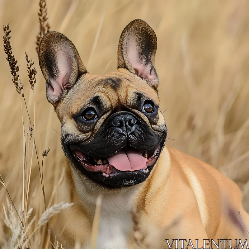 Happy French Bulldog in Nature AI Image