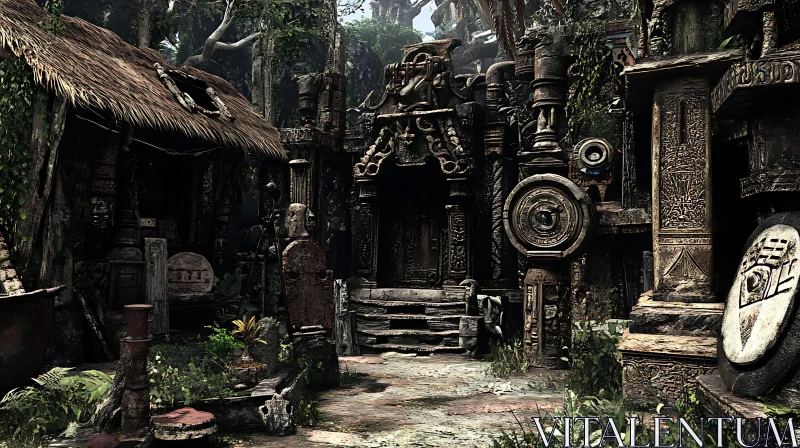 Ancient Temple Reclaimed by Nature AI Image