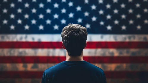 Patriotic Man with Flag