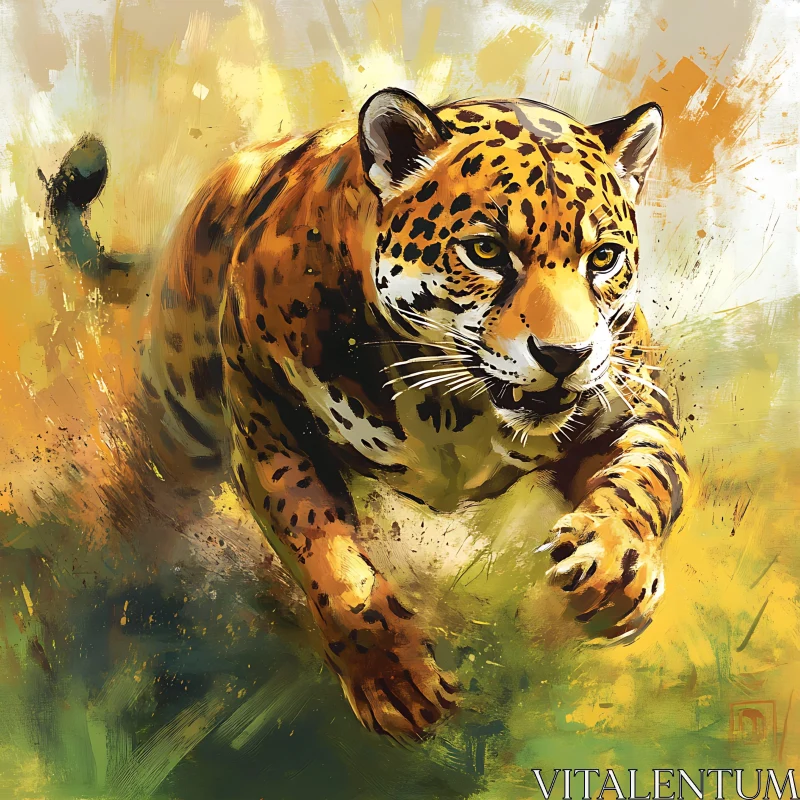 Jaguar on the Hunt - Wildlife Art AI Image