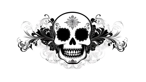 Ornate Skull with Floral Design