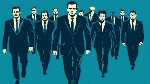 Men in Suits Walking Forward