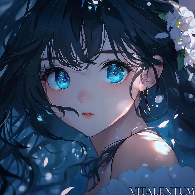 Anime Portrait of a Girl with Galaxy Eyes AI Image