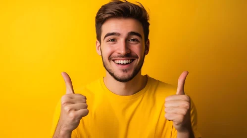 Happy Man Approving with Thumbs Up