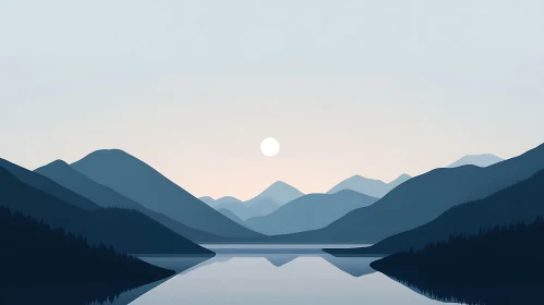 Serene Mountain and Lake View