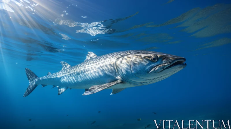 Underwater Adventure: Jackfish in the Blue Ocean AI Image