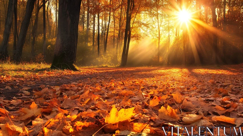 AI ART Autumnal Forest with Sunlight