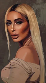 Stylized Digital Art: Kim Kardashian