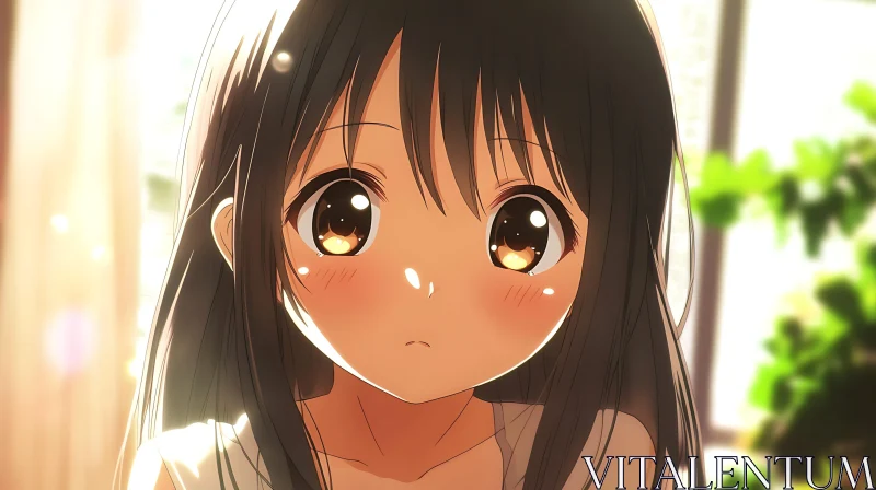 Sunlit Anime Girl Character Portrait