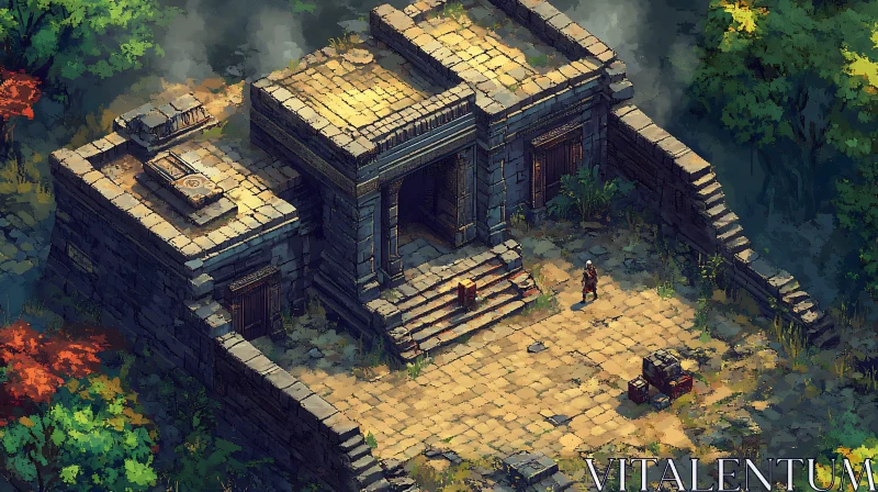 Isometric Stone Ruins Fantasy Landscape