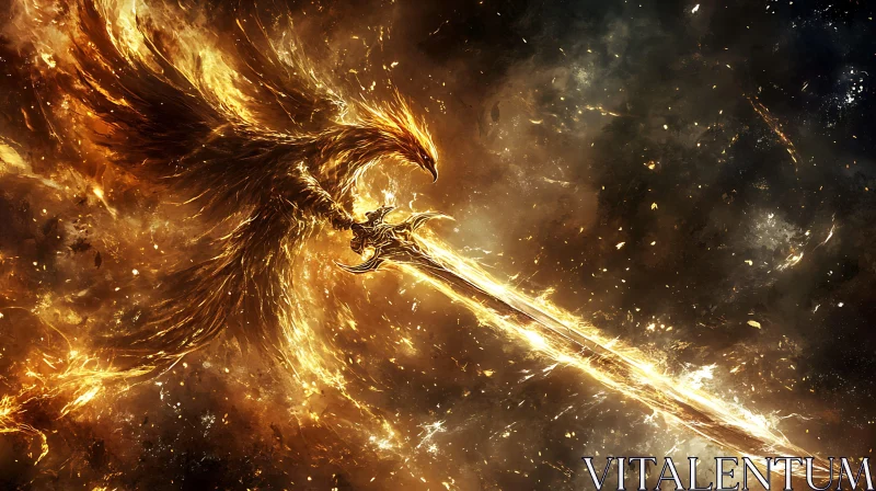 Blazing Phoenix Warrior with Sword
