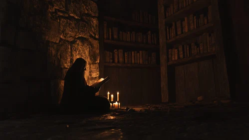 Monk Reading by Candlelight