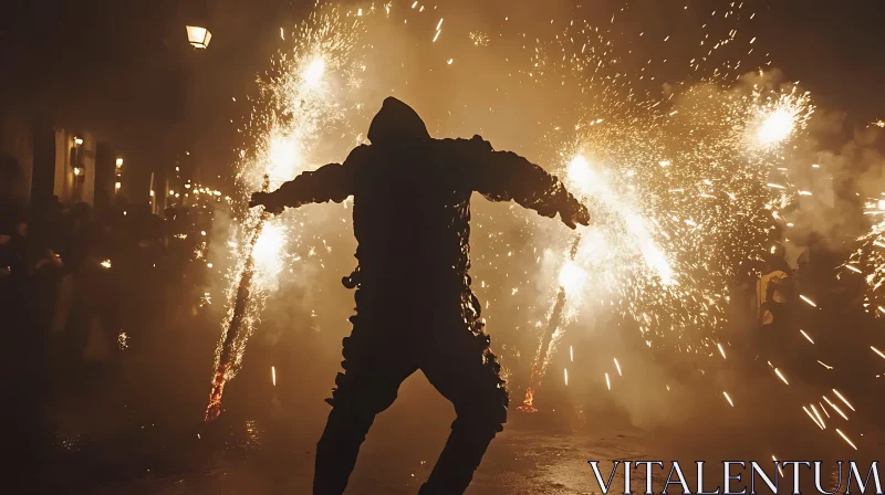 Silhouette in Firework Display