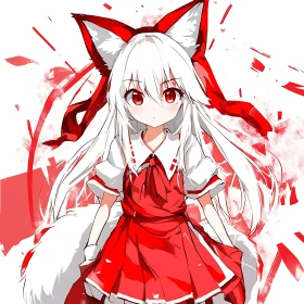 Charming Anime Fox-Eared Girl Portrait