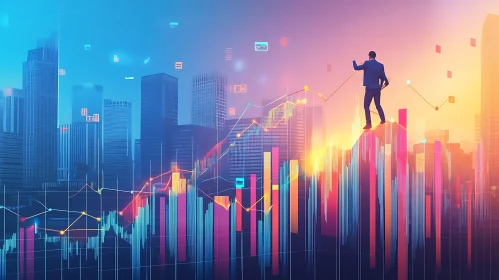 Man on Top of Financial Graph