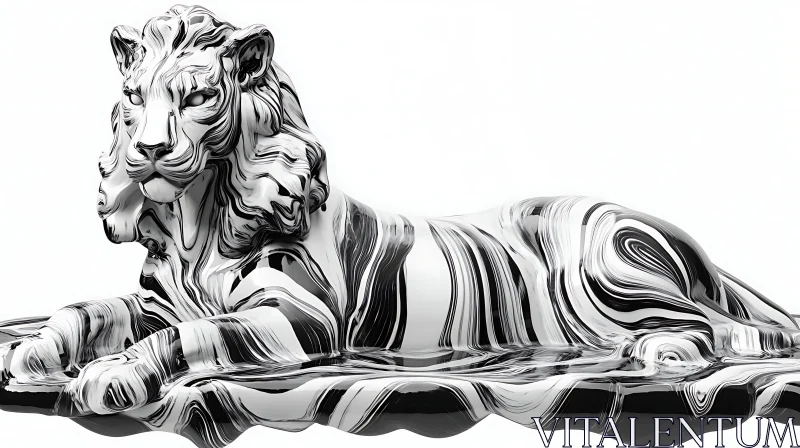 Swirling Tiger: A Marble Abstract AI Image