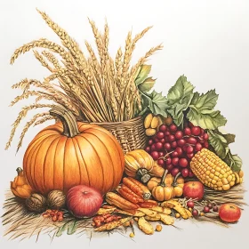 Festive Thanksgiving Cornucopia Art