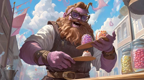 Whimsical Dessert Vendor in Candy Town