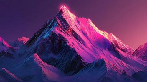 Mystical Sunset Over Snow-Covered Mountains