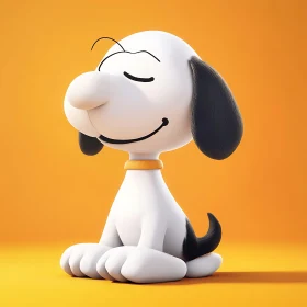 Cute Cartoon Dog Sitting with a Smile
