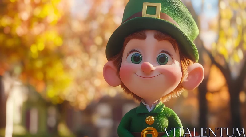 Smiling Leprechaun in Green Outfit