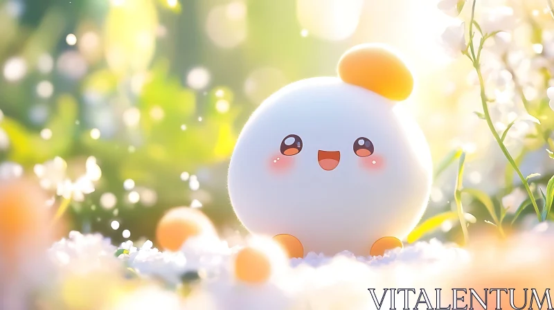 Joyful Round Animated Figure in Nature