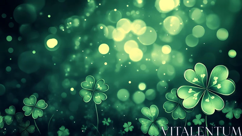 Four-Leaf Clovers in Emerald Light