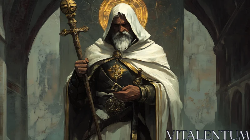 Templar Knight with Golden Cross
