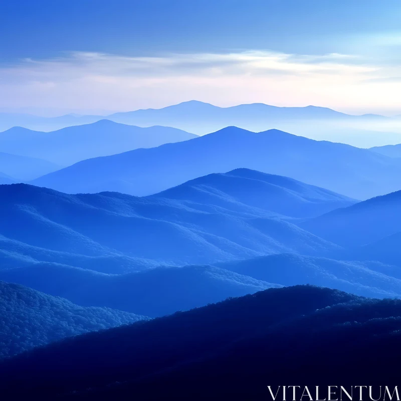 Calming Blue Mountain Landscape AI Image