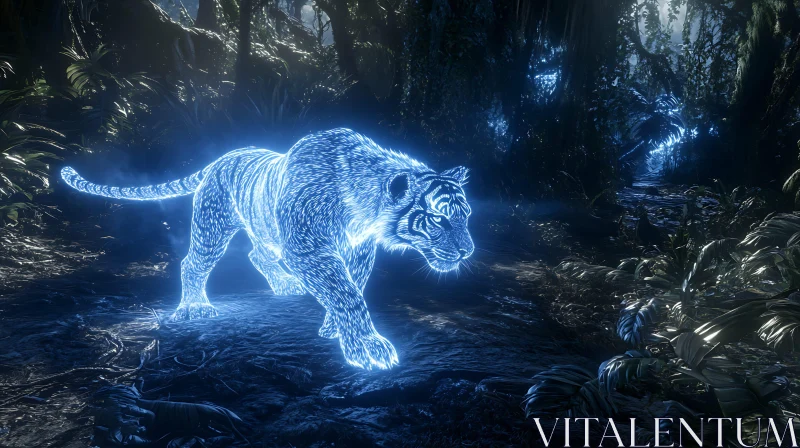 AI ART Blue Tiger in Jungle