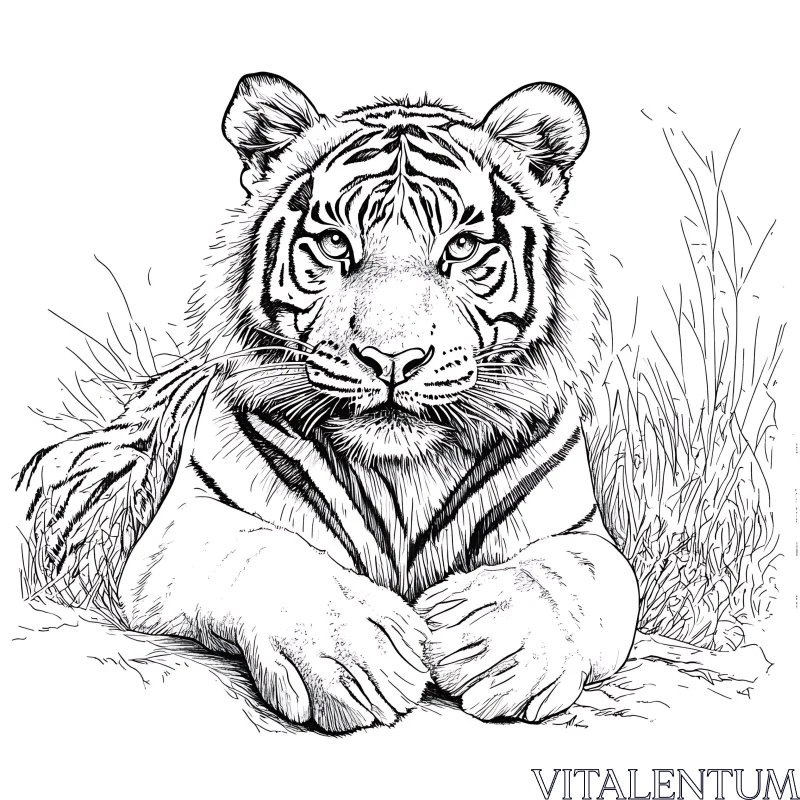 Monochrome Tiger Drawing