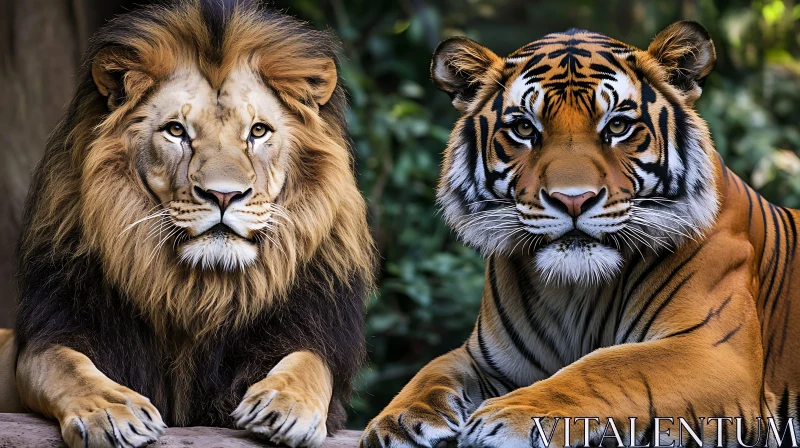 Majestic Lion and Tiger Together AI Image
