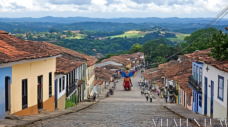 Ouro Preto street with colorful houses