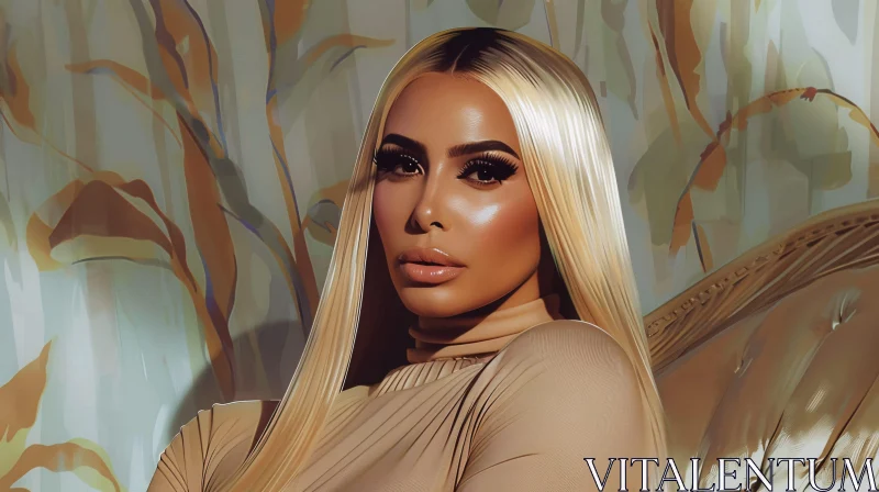 Elegant Kim Kardashian Blonde Glamour Portrait