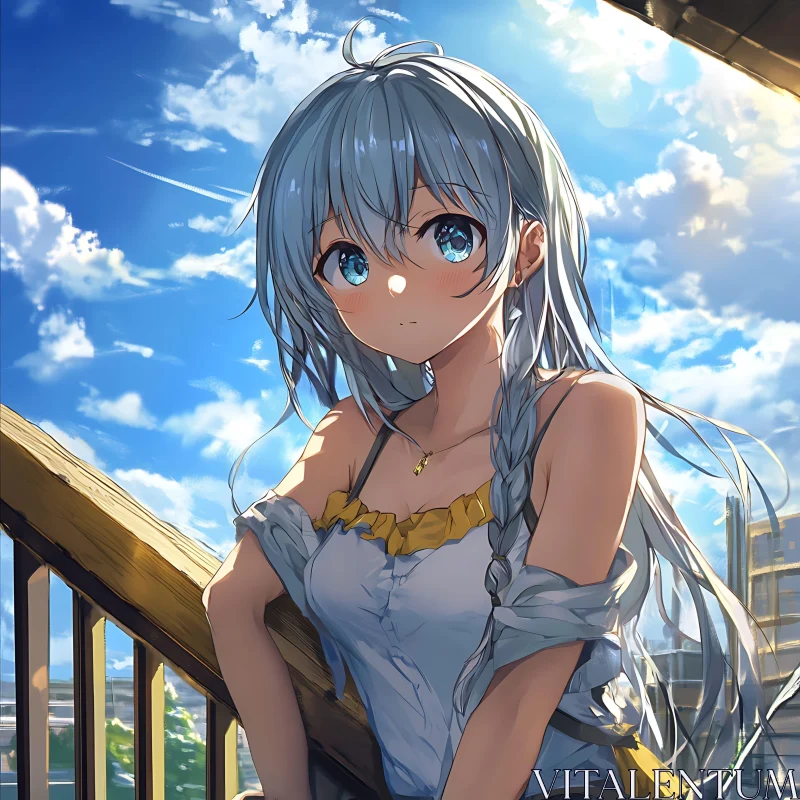 Silver-Haired Anime Girl Gazing into Distance