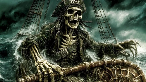 Undead Pirate Captain at the Helm