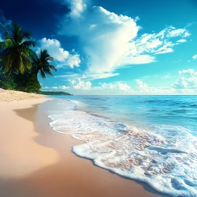 Tropical Paradise: Beach Scene with Palm Trees
