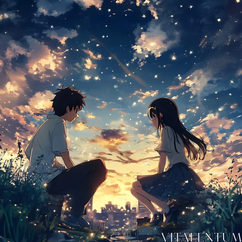 Anime Couple Under Starry Sky