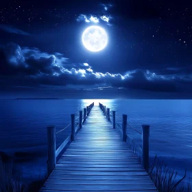 Nighttime Tranquility: Moonlit Pier
