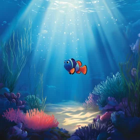Underwater Scene with Clownfish