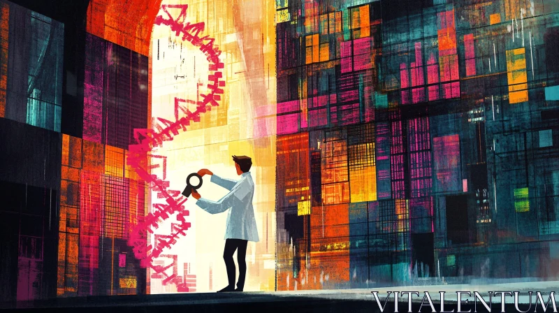 DNA Key: Scientist and Genetic Code