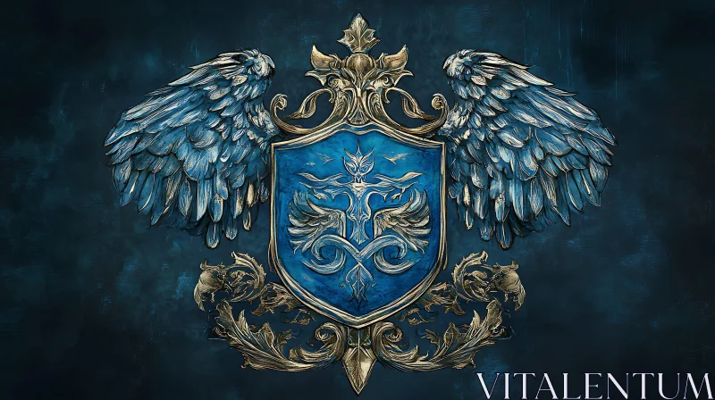 Heraldic Shield with Winged Design