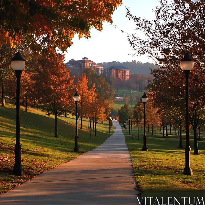 Scenic Autumn Walkway with Trees AI Image