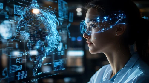 Woman Immersed in Virtual Reality